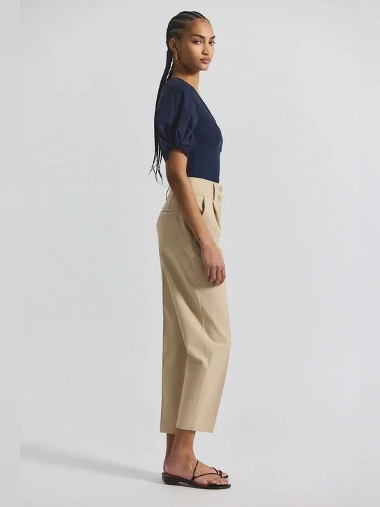 Derek Lam Leonie High-Waist Tailored Beige Tapered Pants. Sz: 8 - Picture 2 of 3